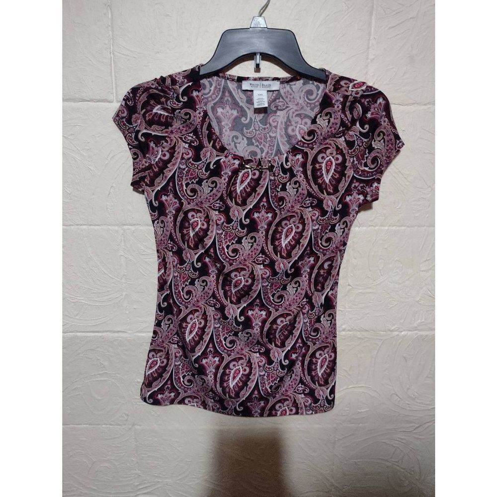 WHBM White House Black Market Size XXS Pink Paisley Shirt Blouse